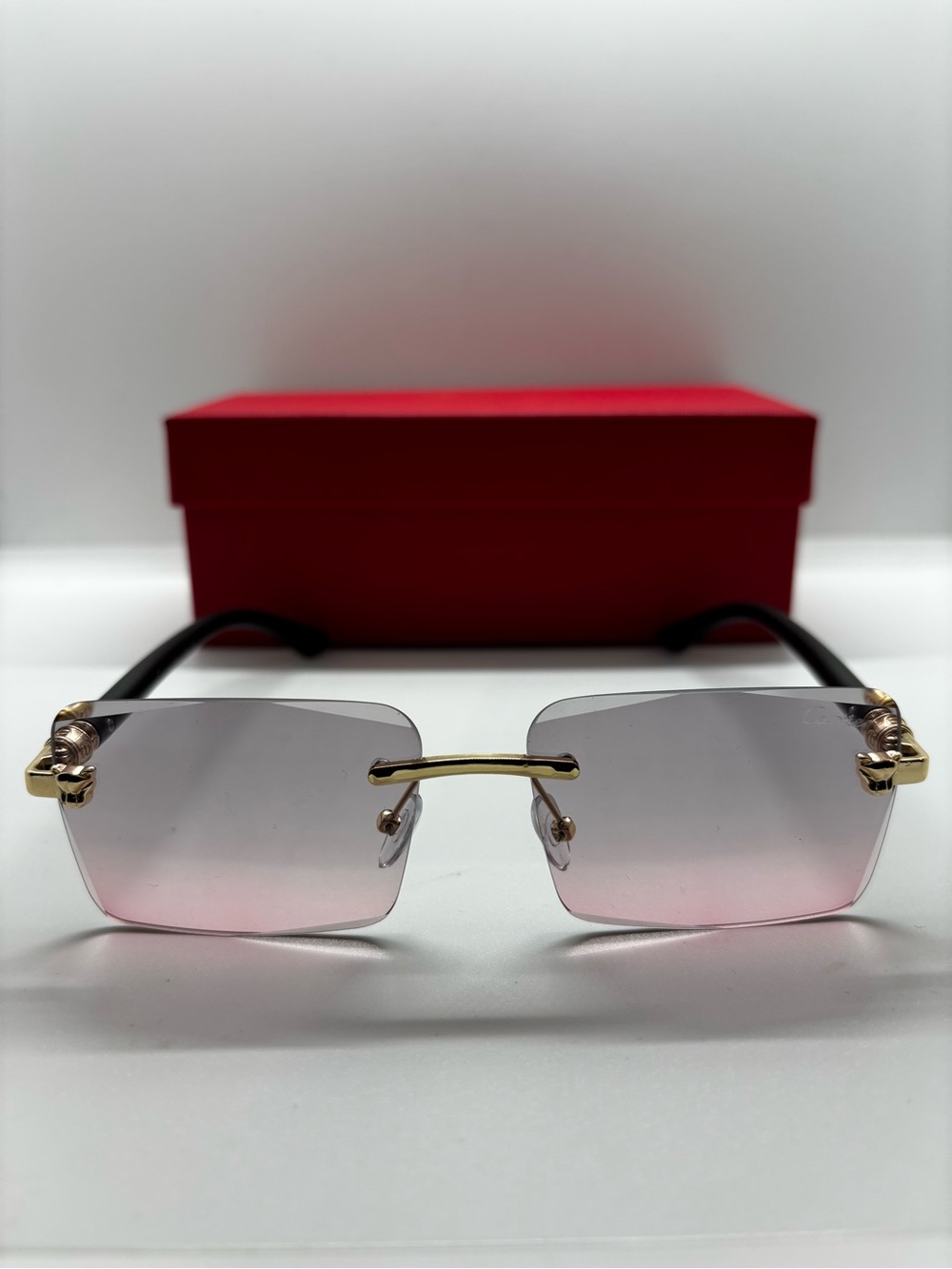 Rimless Pink Gradient Sunglasses for Women